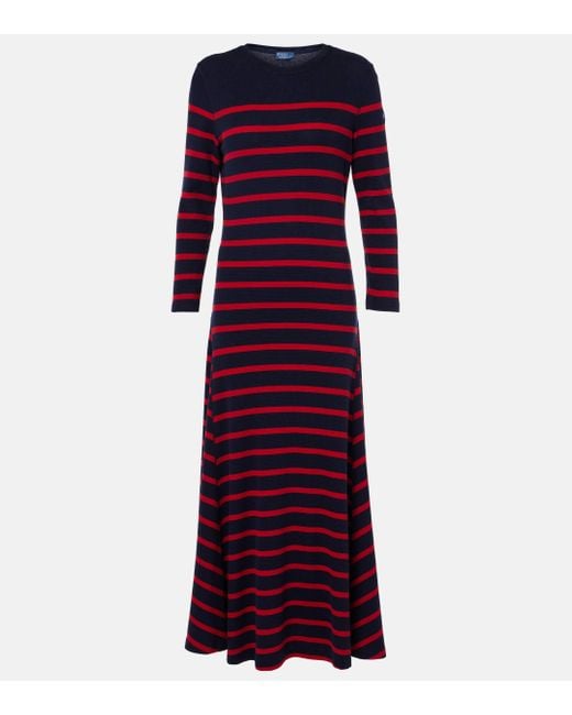 Polo Ralph Lauren Purple Striped Knitted Maxi Dress