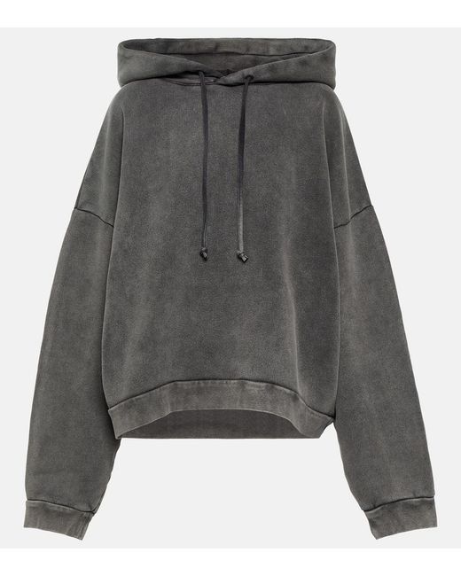 Acne Gray Faded-Wash Oversized-Fit Cotton-Jersey Hoody