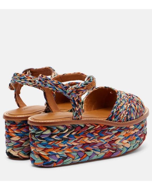 Robert Clergerie Brown Arty Raffia Platform Sandals