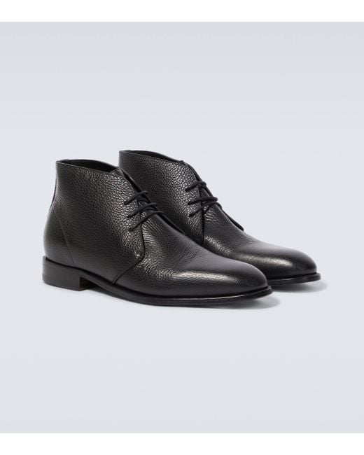 Manolo Blahnik Black Berwick Leather Desert Boots for men