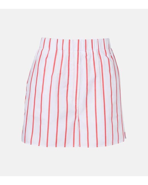 Frankie Shop Red Lui Striped Cotton Poplin Shorts