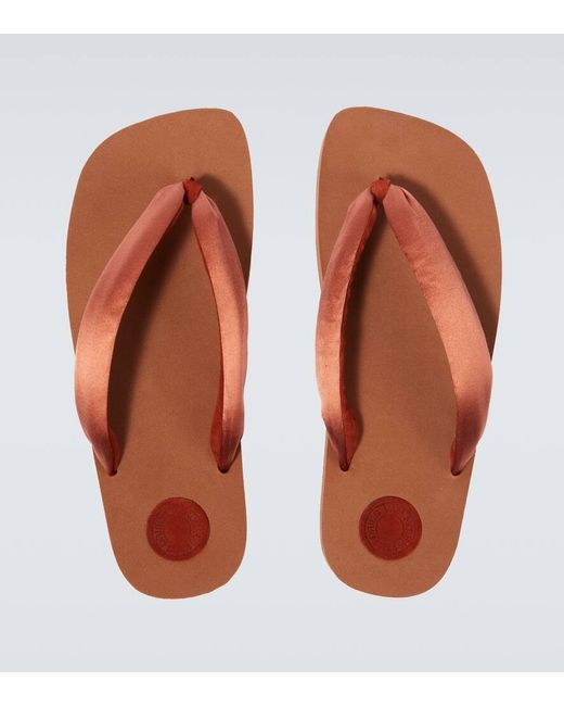 Dries Van Noten Brown Satin Thong Sandals for men