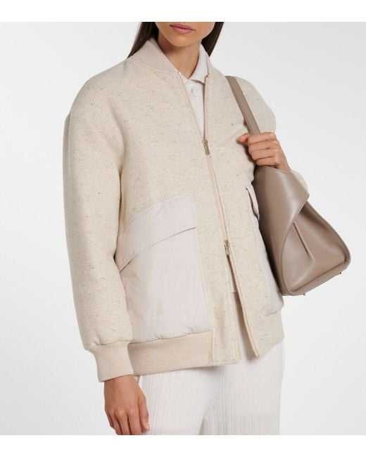 Eleventy Natural Herringbone Wool-Blend Down Jacket