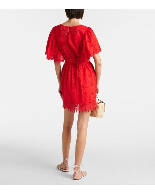 Melissa Odabash Red Kara Cotton Broderie Anglaise Minidress