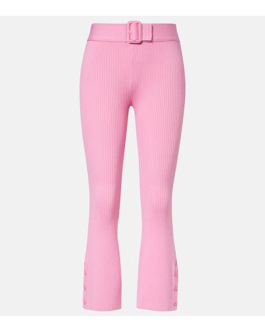 Courreges Pink Belted Ribbed-Knit Capri Pants