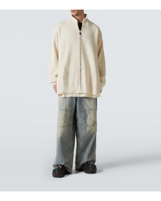 Balenciaga Natural Logo Cotton-Blend Zip-Up Cardigan for men