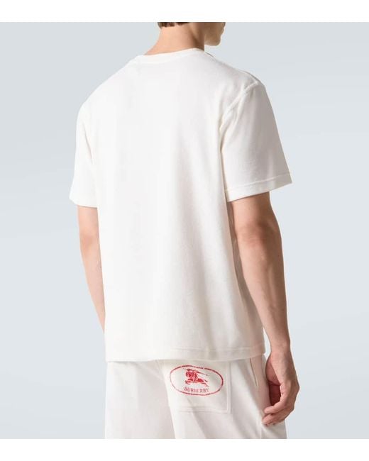 Burberry White Towelling Ekd Stamp T-Shirt for men