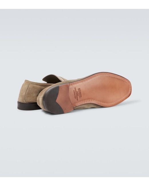 Zegna White L'Asola Suede Penny Loafers for men