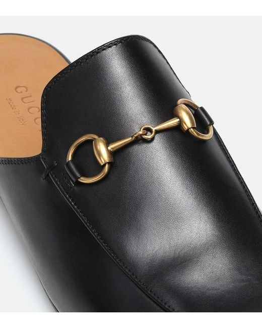Chaussons De Ville En Cuir À Mors De Cheval Princetown Gucci en coloris Black