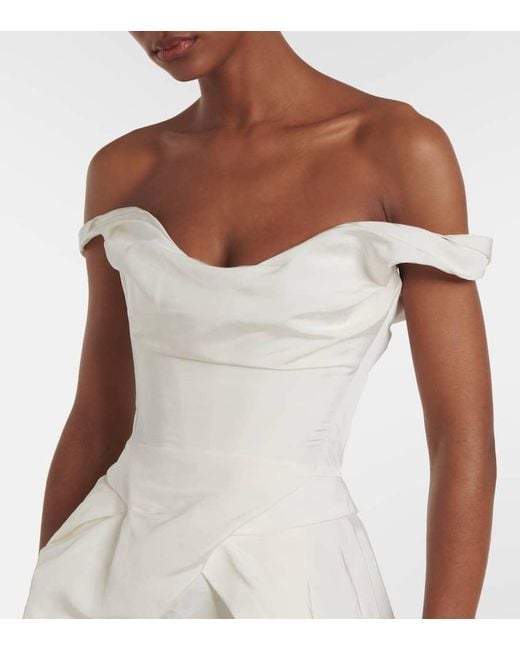 Vivienne Westwood White Bridal Tabitha Off-Shoulder Faille Gown