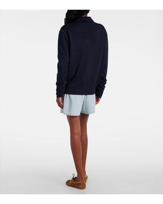 Miu Miu Blue Virgin Wool Polo Sweater