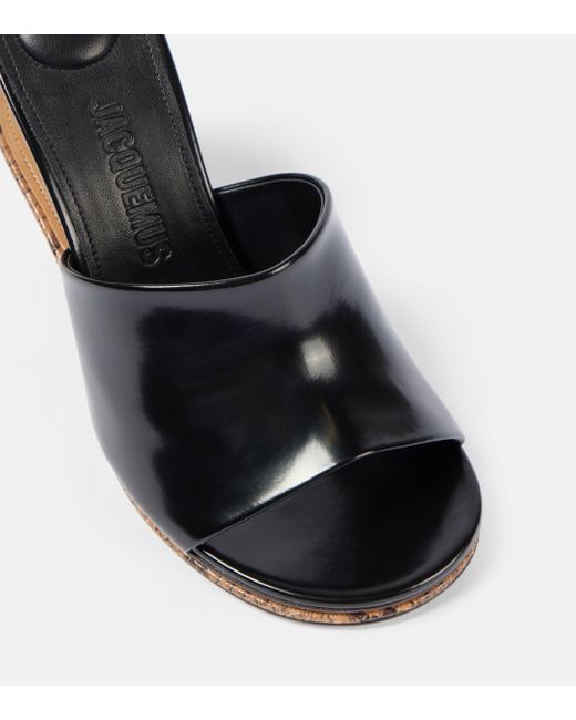 Jacquemus Black Les Doubles Patent Leather Mules