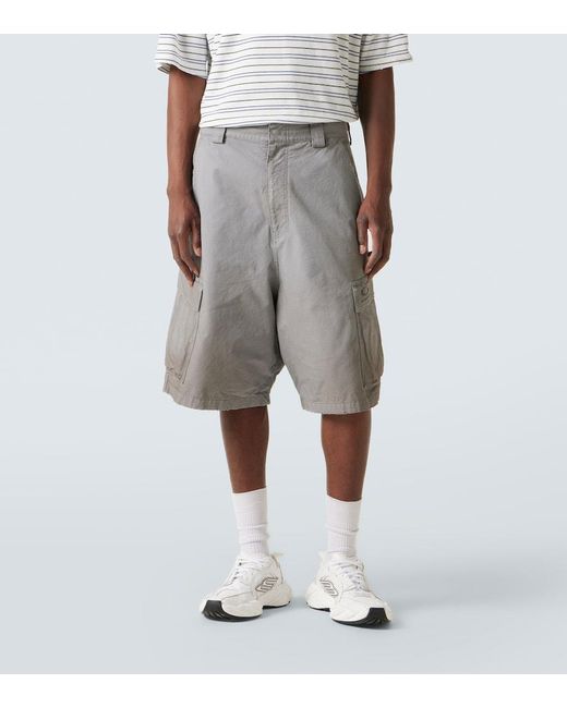 Balenciaga Gray Cotton Cargo Shorts for men