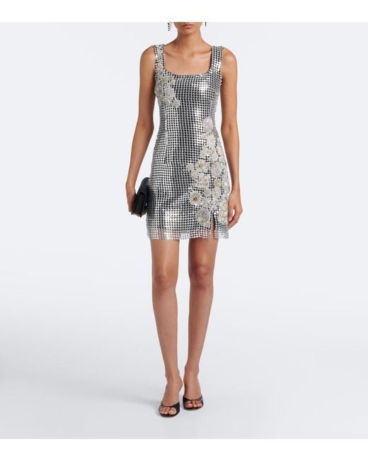 La Fuori Black Shell Sequined Chainmail Minidress