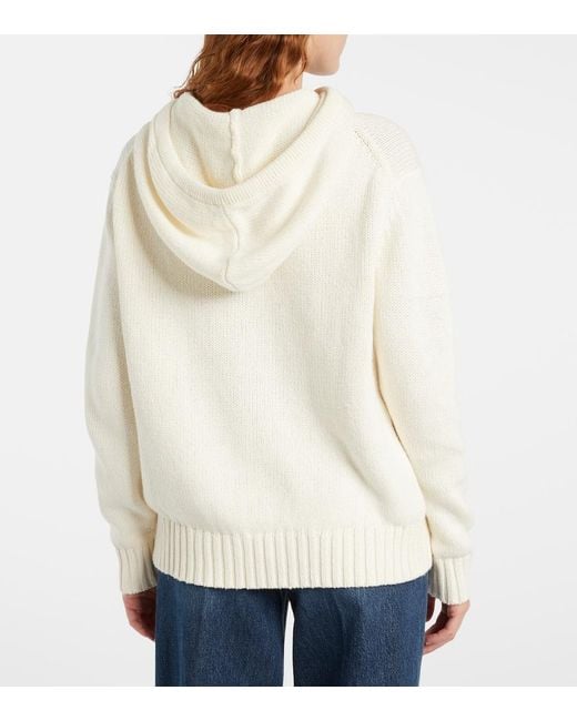 Polo Ralph Lauren White Polo Bear Cotton And Linen Hoodie