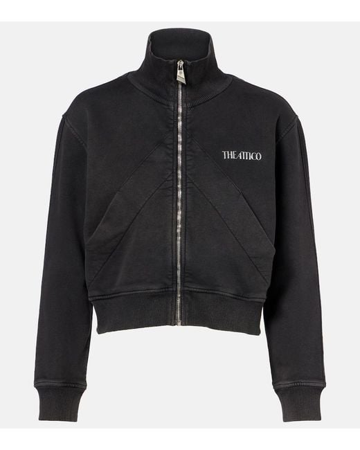 The Attico Black Cropped Cotton Sweatshirt