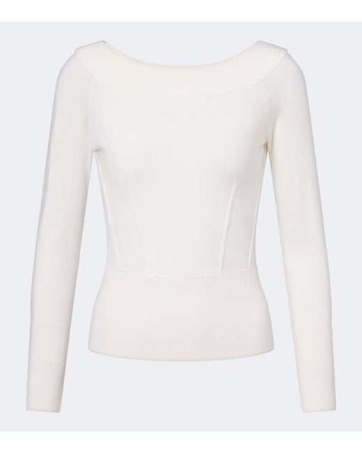 Max Mara White Wool-Blend Sweater