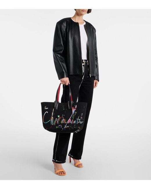 Christian Louboutin Black Cabata Large Leather-Trimmed Canvas Tote Bag