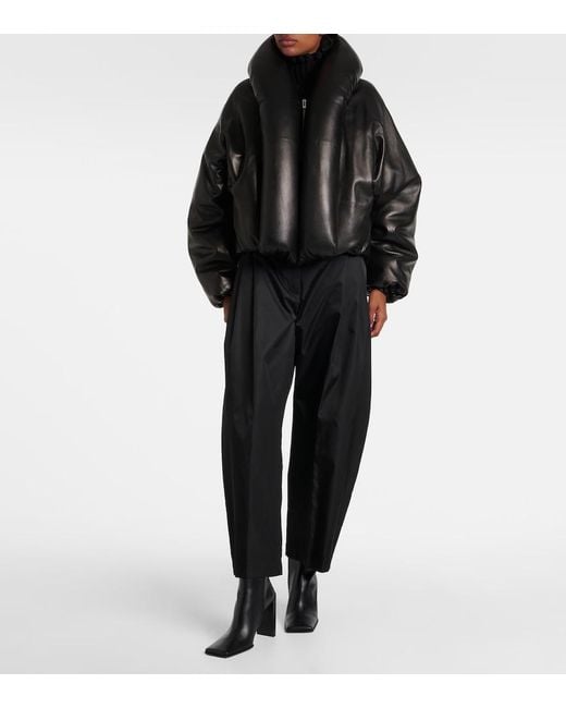 Alaïa Black Leather Bomber Jacket