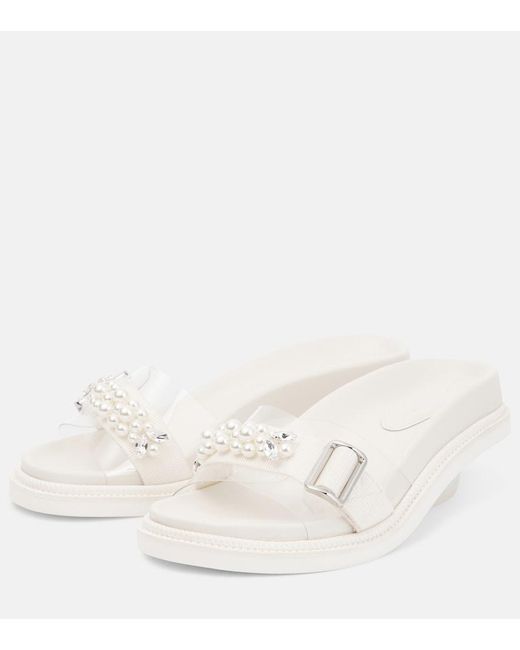 Simone Rocha White Leather Slides