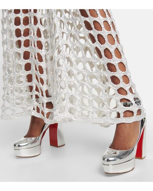 Christian Louboutin White Movidastrap Metallic Leather Pumps