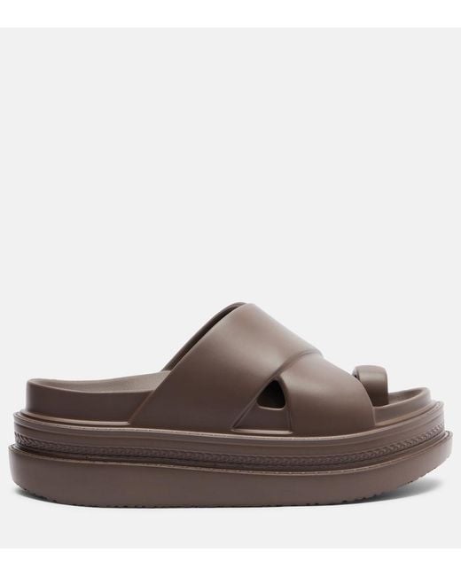 Sacai Brown Platform Slides