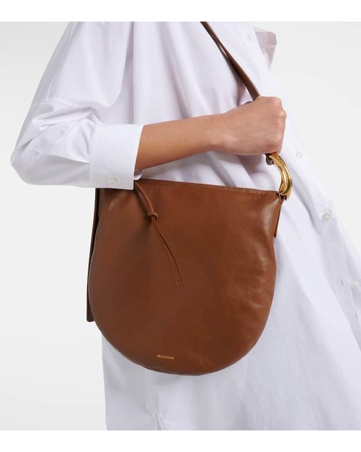 Jil Sander Brown Moon Medium Leather Shoulder Bag