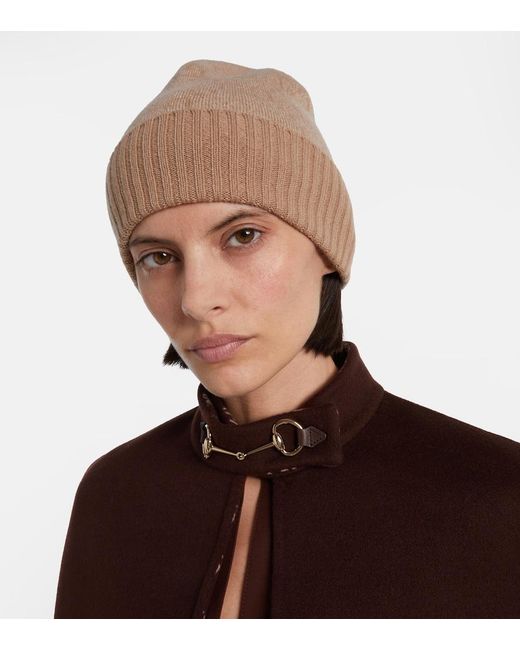 Gucci Natural Gg Cashmere-Blend Lame Beanie