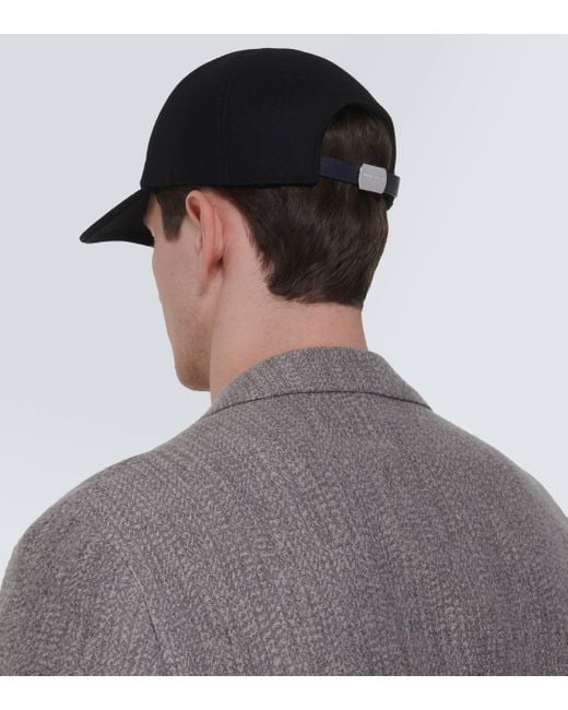 Giorgio Armani Black Wool And Cashmere-blend Baseball Cap for men