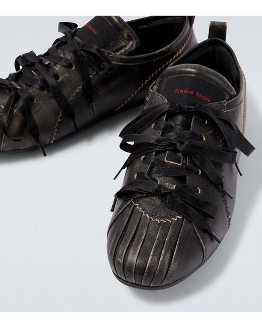 Simone Rocha Black Ballerina Grip Leather Sneakers for men