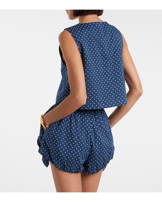 Posse Blue Rio Polka-Dot Cropped Top