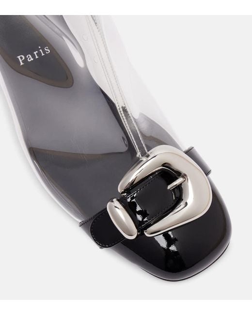 Christian Louboutin Black Minny Bubble Patent Leather-Trimmed Pvc Ankle Boots