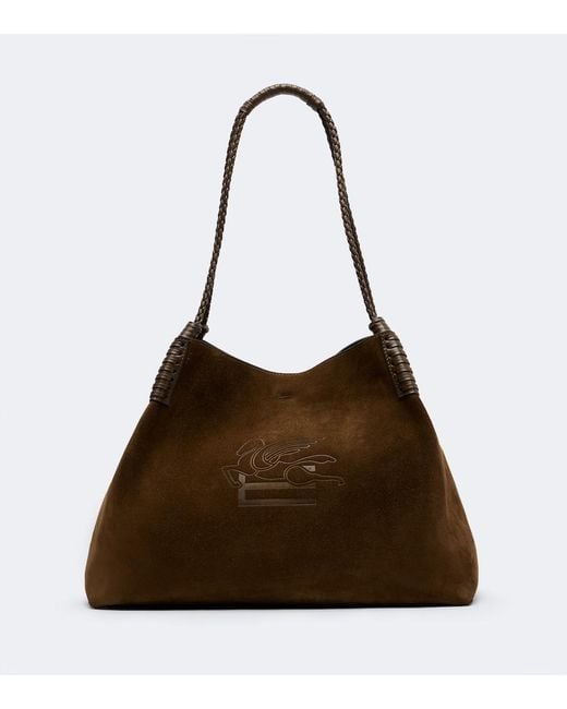 Etro Brown Libra Large Suede Tote Bag