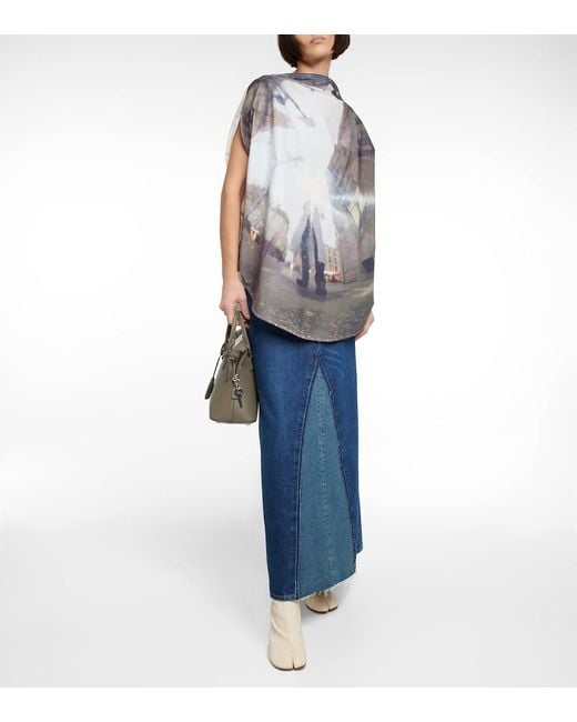 MM6 by Maison Margiela Gray Printed Cotton Top