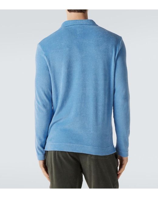 Fedeli Blue Cotton Terry Polo Shirt for men