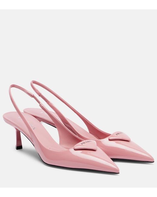 Prada Pink Patent Leather Slingback Pumps