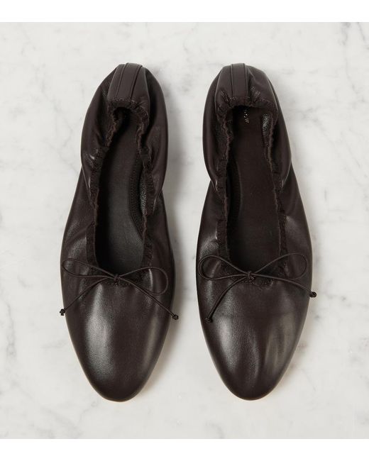 The Row Black Awar Leather Ballet Flats