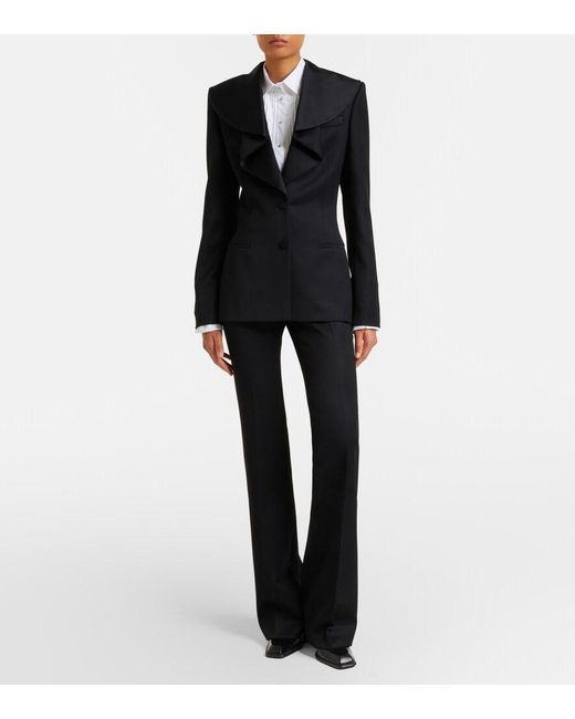 McQueen Black Wool Flared Pants