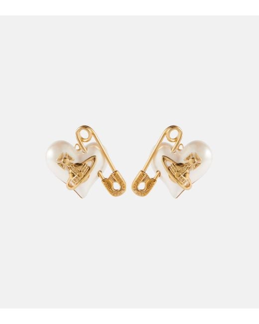 Vivienne Westwood Metallic Orietta Faux Pearl Earrings