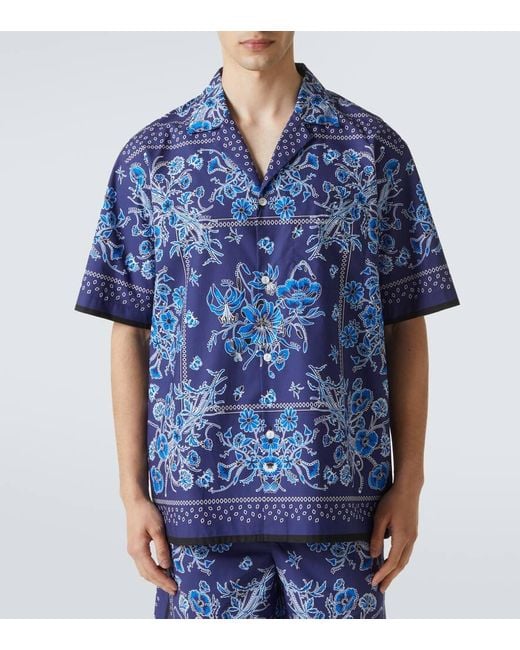 Camisa Bowling De Popelina Con Estampado, Talla Gucci de hombre de color Blue