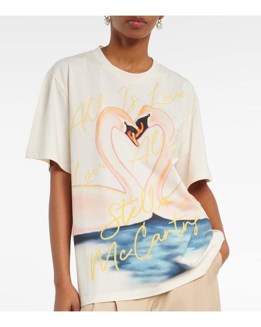 Stella McCartney Natural Printed Cotton Jersey T-shirt