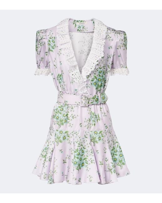 Rodarte White Floral Silk Twill Minidress