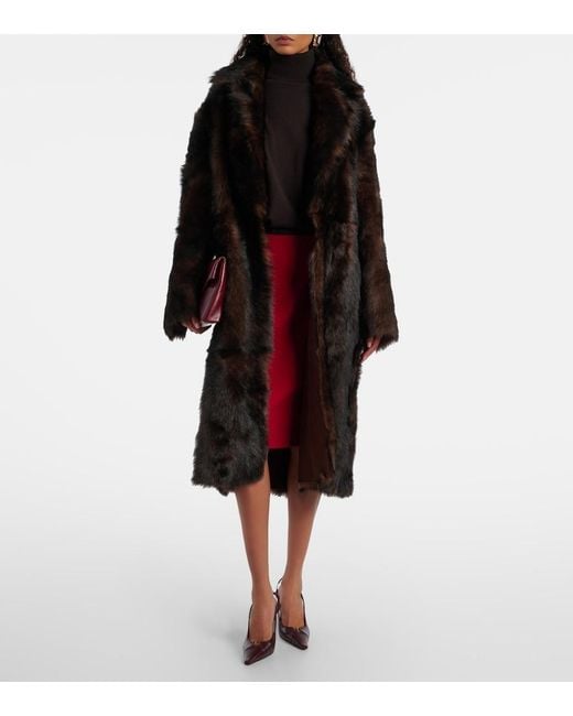 Nour Hammour Black Uma Shearling Wrap Coat