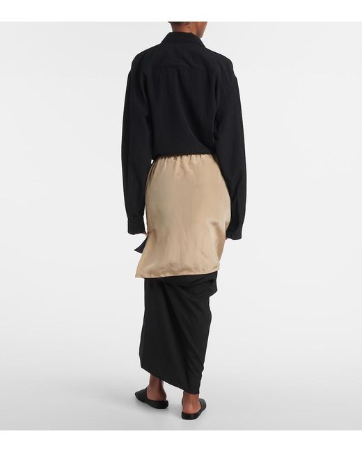 Calvin Klein Black Tyler Layered Wool And Silk Maxi Skirt