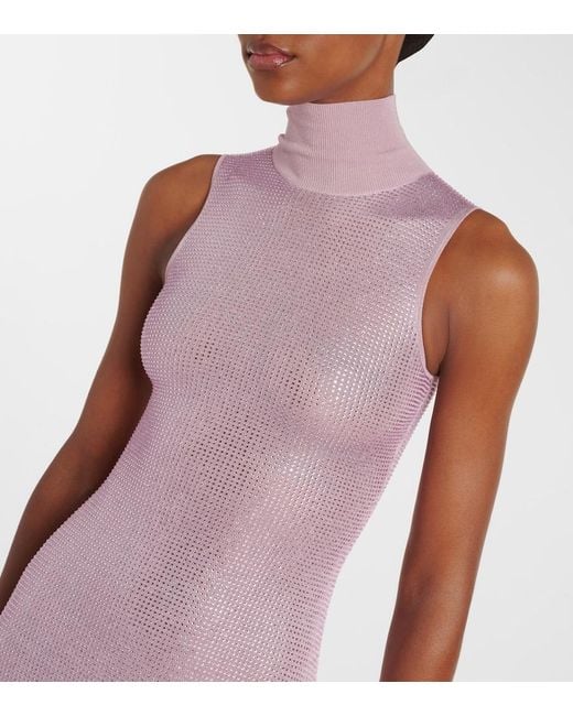 David Koma Purple Ruched Sequined Maxi Dress