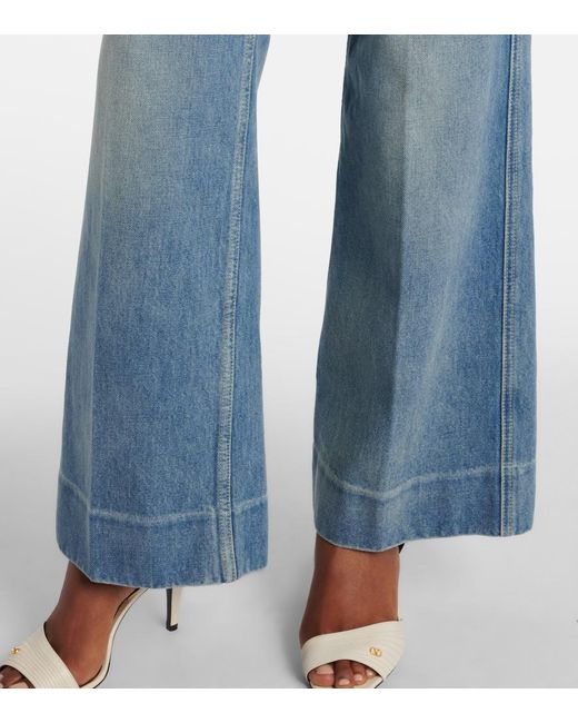 Valentino Blue Vgold Mid-Rise Wide-Leg Jeans