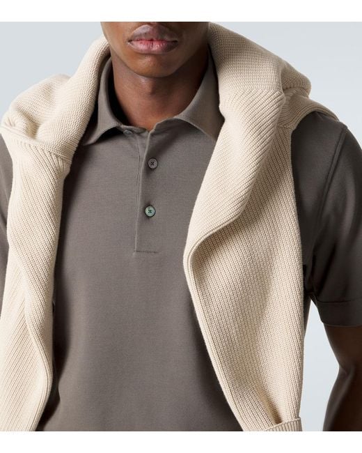 Zegna Gray Cotton Pique Polo Shirt for men