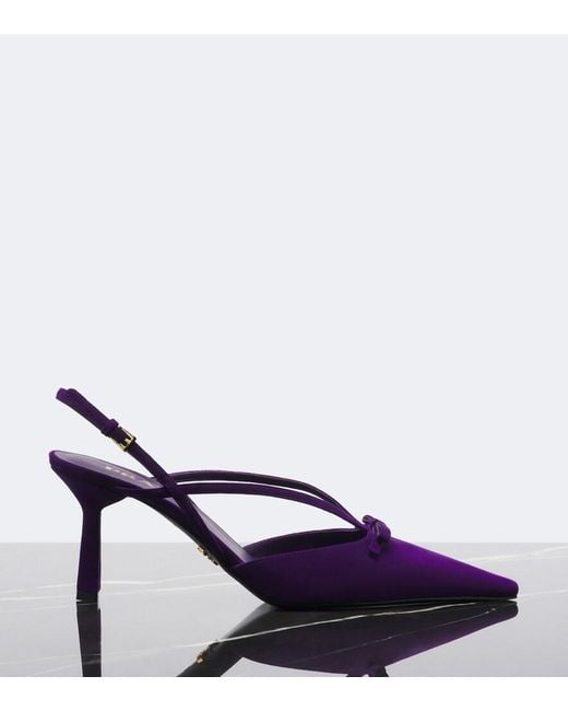 Prada Purple Bow-Detail Suede Slingback Pumps