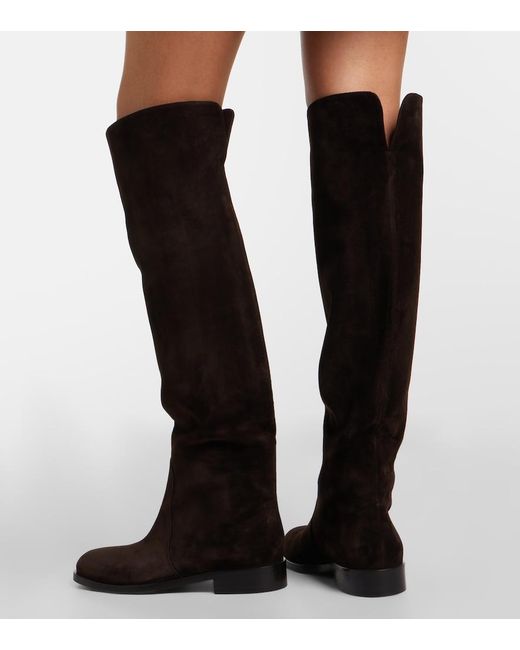 Gianvito Rossi Black Zayne Suede Knee-High Boots