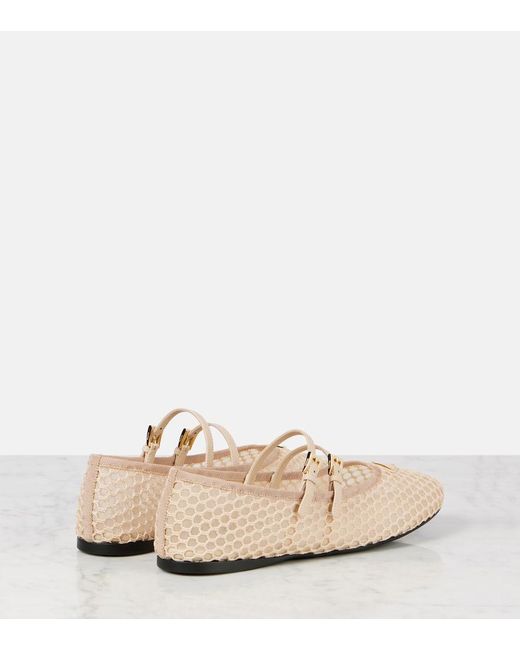 Prada Natural Macrame Mesh Mary Jane Flats